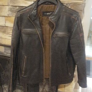 Dark brown leather jacket worn once